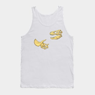 T-rex and Triceratops skulls Illustration Tank Top